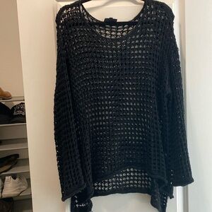 Vici black crochet long sleeve top